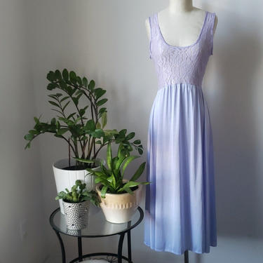 Vintage Colesce Couture Lilac Lace Bodice Maxi Chemise Slip| 