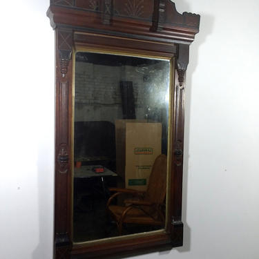 Antique Eastlake Walnut or Mahogany Mirror in Very Good Condition Contact for shipping quote 