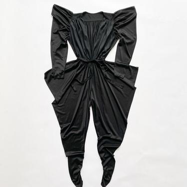 1970s Black Widow Disco Jersey Jumpsuit 