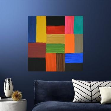 Color Blocks #Two - Canvas Painting Large 36&amp;quot;x36&amp;quot; Abstract Minimalist Modern Original Contemporary Artwork Commission ArtbyDinaD by Art