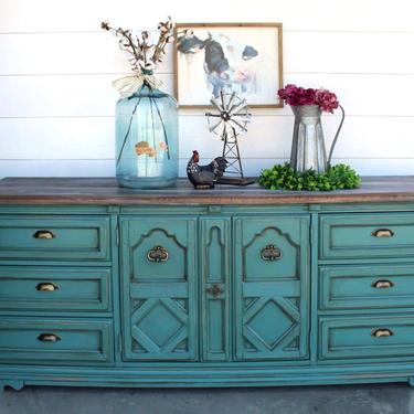 Gulf Stream Blue Dresser with Drybrushed Top