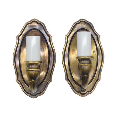 Pair of Traditional Brass 1 Arm Wall Sconces
