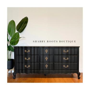 NEW! Black &amp; gold French Provincial Triple Dresser Vintage Chest of drawers San Francisco, CA by Shab