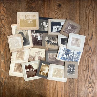 Antique Exterior Group Photo Cabinet Card Lot Country Home Pictures 