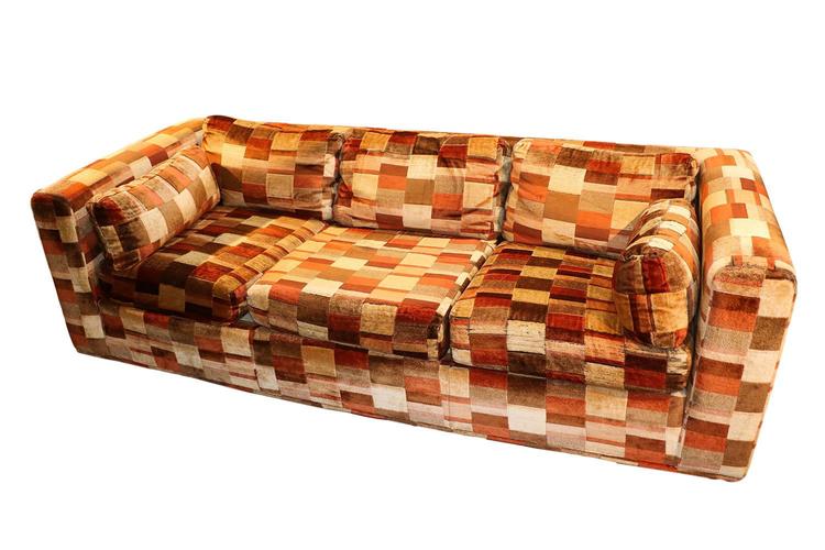 Mid century sofa Milo Baughman style Jack Lenor Larsen Upholstery 