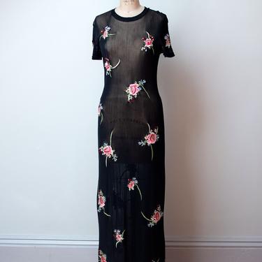 1990s Mesh Embroidered Dress | Vivienne Tam 