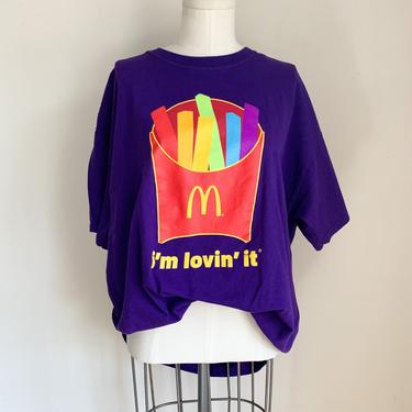 Vintage 2000s Purple &amp; Rainbow McDonald's French Fry T-shirt / XL 