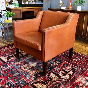 Danish Modern Easy Chair in Cognac Leather by Mogens Hansen 1960&#8217;s