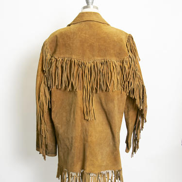 Vintage 1970s FRINGE Suede Jacket  Western Leather Coat Medium 