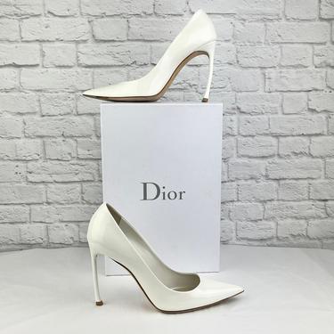 Dior Dioressence Patent Pumps, Size 39, White
