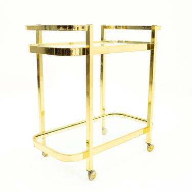 Milo Baughman Mid Century Brass and Glass Bar Cart - mcm 