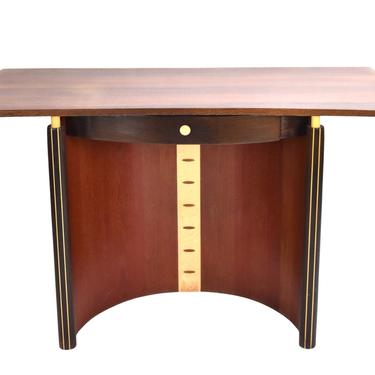 James Gentry Handcrafted Hall Desk Demilune Exotic Wood Geometric Inlay as-is 