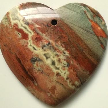 Red River Jasper Heart Focal Bead Pendant Heart Jewelry Design 38mm 
