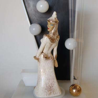 Lucite Table Lamp By Moss Lighting w/ Ceramic Figurine By Hedi Schoop 