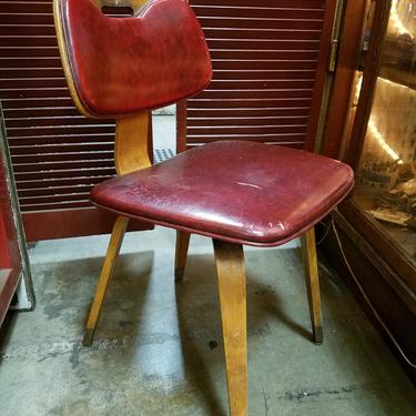 Mid Century Thonet Style Plywood Chair With Vinyl Seat And BackChair