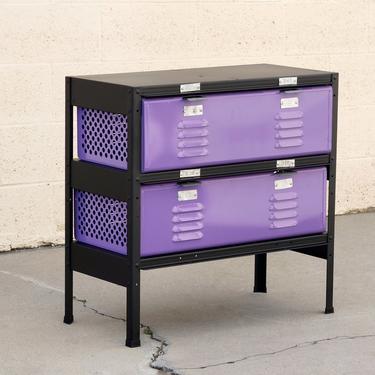 2 x 2 Locker Basket Unit Matte Black and Lilac, Vintage Inspired/ Newly Fabricated to Order