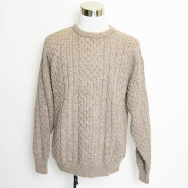 1970s Wool Fisherman Sweater Irish Brown Large 