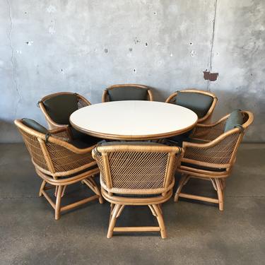 1970's Bamboo and Formica Table &amp; Chair Set