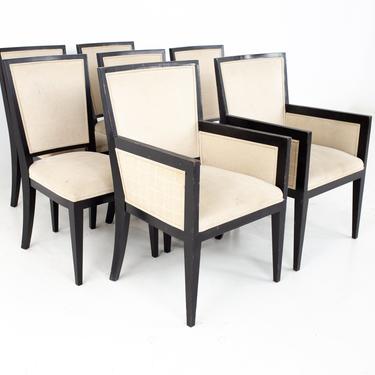 Jean Michel Frank Style Mattaliano Mid Century Ebonized Mahogany Dining Chairs - Set of 7 - mcm 