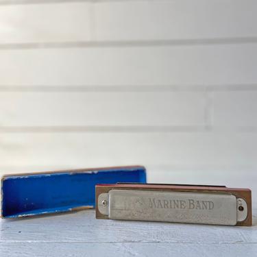 Vintage M. HOHNER Marine Band A440 Key Of C Germany Harmonica // Vintage Harmonica, Musical Instrument // Gift For Dad, Perfect Gift 