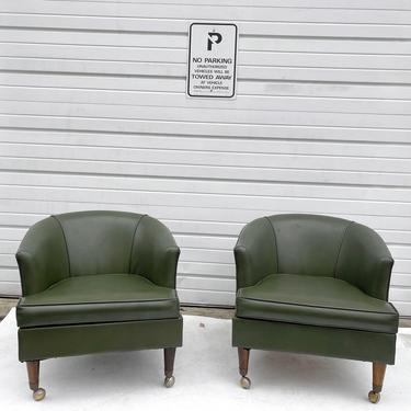 Mid-Century Modern Rolling Club Chairs- a Pair 