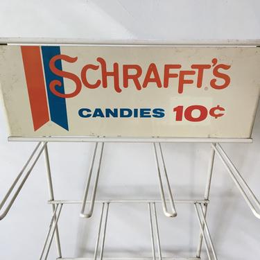 Vintage Schrafft's Candy Display, Shop Display Rack, Candies Store Display, Hanging Rack Display, Red White Blue Sign 