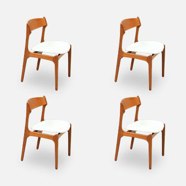 Erik Buch Teak & Leather Dining Chairs for O.D. Møbler