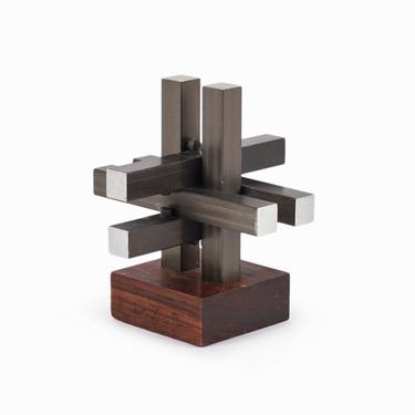 Modernist Miniature Metal Sculpture Kumiki Puzzle 