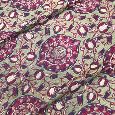 19th C French Floral Upholstery Fabric , Tulips, Cotton Weave, Period Projects, Chateau Decor 