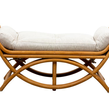 Paul Frankl Style Bamboo Rattan Bench