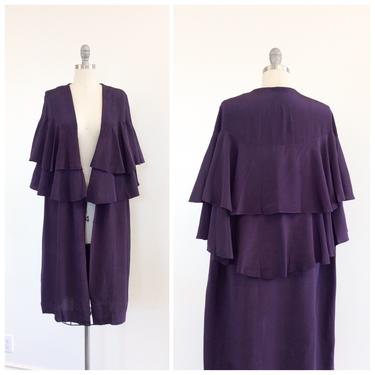 30s Purple Rayon Tiered Cape / 1930s Vintage Coat Capelet Shrug / Medium to Large 