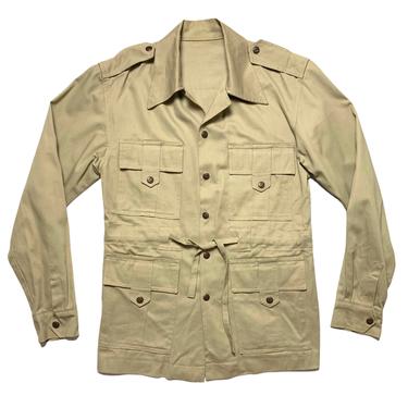 Vintage 1960s/1970s Cotton Twill Belted SAFARI Jacket ~ size S ~ Hunting / Shooting ~ NEW Old Stock 