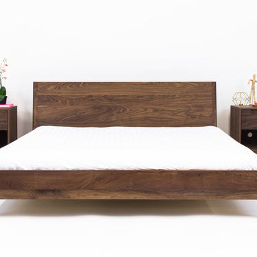 Walnut Platform Bed Frame, Mid Century Modern Bed, Wood Bed frame &amp;quot;The Bosco&amp;quot; Bohemian Decor mad men 