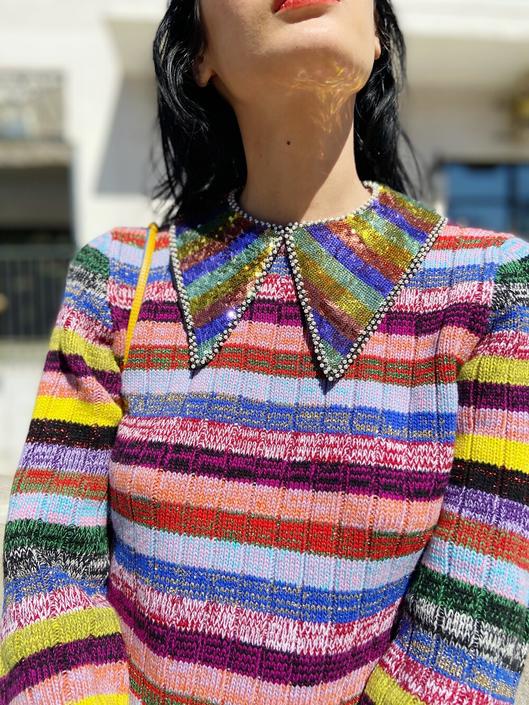 GUCCI Multicolor Striped Sweater with Rainbow Sequins | MOSS Designer  Consignment | Austin and San Antonio TX