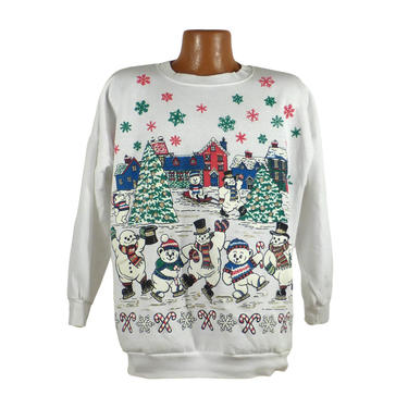 Ugly Christmas Sweater Vintage Sweatshirt Bears Scene Party Xmas Tacky Holiday 