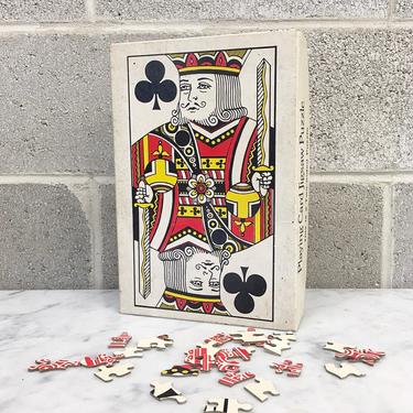 Vintage Puzzle Retro 1970s Playing Card Jigsaw Puzzle + Two-Sided + Kings Flipside + King of Clubs + 416 Thick Pieces + 16x20 + Cards 
