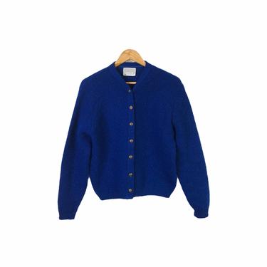 Vintage Cobalt Blue Pendleton Wool Cardigan Sweater, Size Large 
