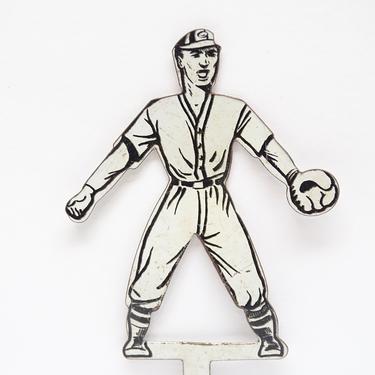 Antique 1940's Baseball Player #1 Target Shooting Game, Carnival Knock Down, Vintage Americana Folk Art, Retro County Fair 