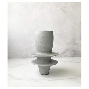 SHIPS NOW- Light Grey Stoneware Flanged Flower Vase - Handmade Ceramic Vase by Sara Paloma Pottery .  mid century rustic modern minimalist 