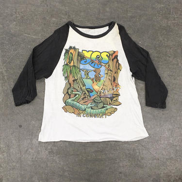 Vintage Yes The Band Raglan Tee Retro 1980s World Tour + English Progressive Rock Band + Concert Shirt + Graphic T-Shirt + Unisex Apparel 