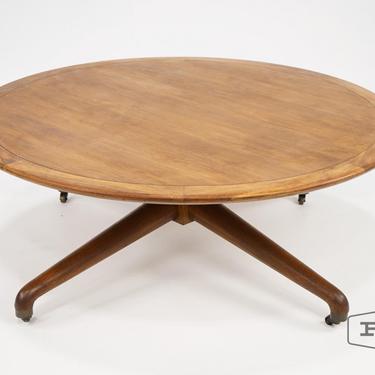 Low Round Coffee Table on Wheels