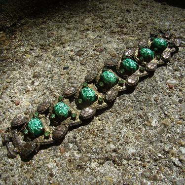 Vintage Faux Opal Link Bracelet Reptile Embossed 