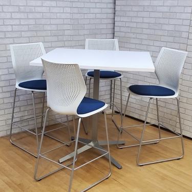  Mid Century Modern Knoll MultiGeneration Bar Stools and Square Dinette Table - 5 Piece Set