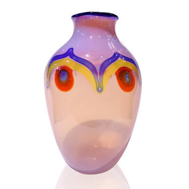 Anzolo Fuga Hand-Blown "Pavone" Vase With Murrines circa 1958