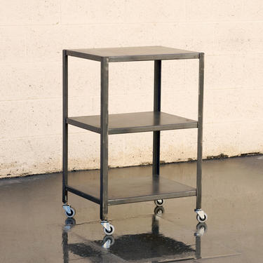 Custom Made Industrial Steel Rolling Cart with Patina