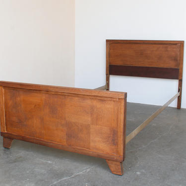 Vintage Twin Size Dark Oak Wood Bed Frame Mid Century Modern 