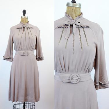 1930s RAYON CREPE lavender ruffle dress xs | new spring 