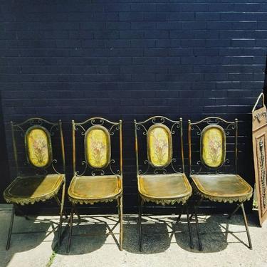 Set of 4 French campaign chairs