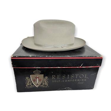 Vintage 1960s RESISTOL Western Hat w/ Box ~ 7 1/8 ~ Cowboy ~ Open Road Clone ~ Fur Felt Fedora ~ Thin Ribbon 