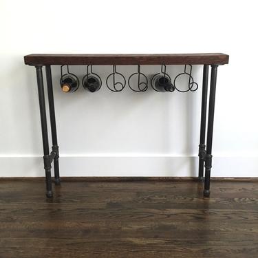 The &amp;quot;Reserve&amp;quot; Wine Rack Console Table - Reclaimed Wood &amp; Pipe Table - Reclaimed Wood Console Table 
